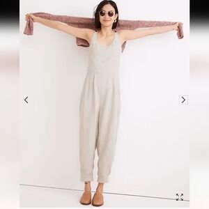 Madewell breeze woven linen blend tank jumpsuit